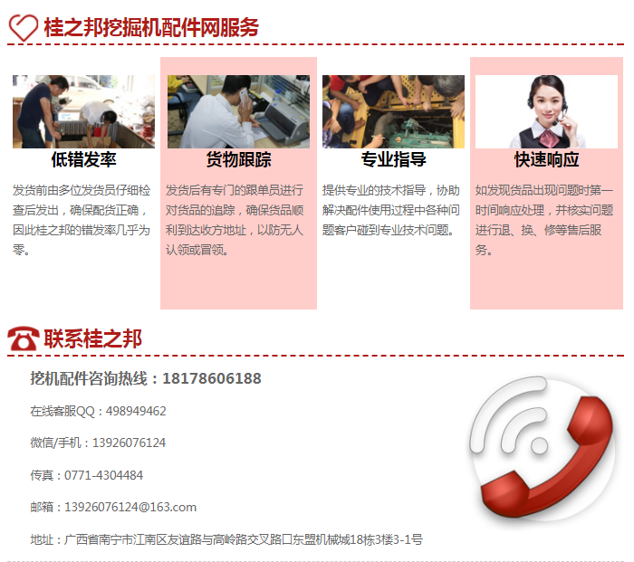 來(lái)賓挖掘機(jī)配件店電話